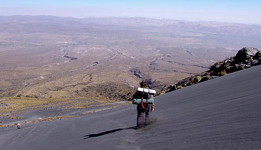 Downhill Trekking From Misti Volcano